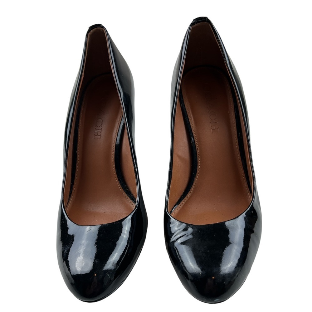 COACH Coach Roni Wedge Pumps Black Patent Leather Size 7 - Picture 3 of 7